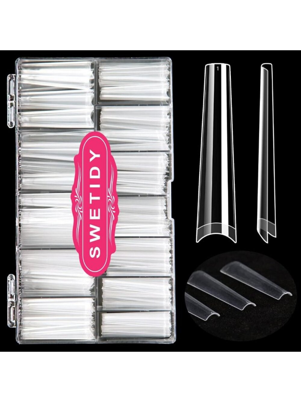 3XL Clear Acrylic Coffin Nail Tips - 420pcs Half Cover False Nails for DIY Nail